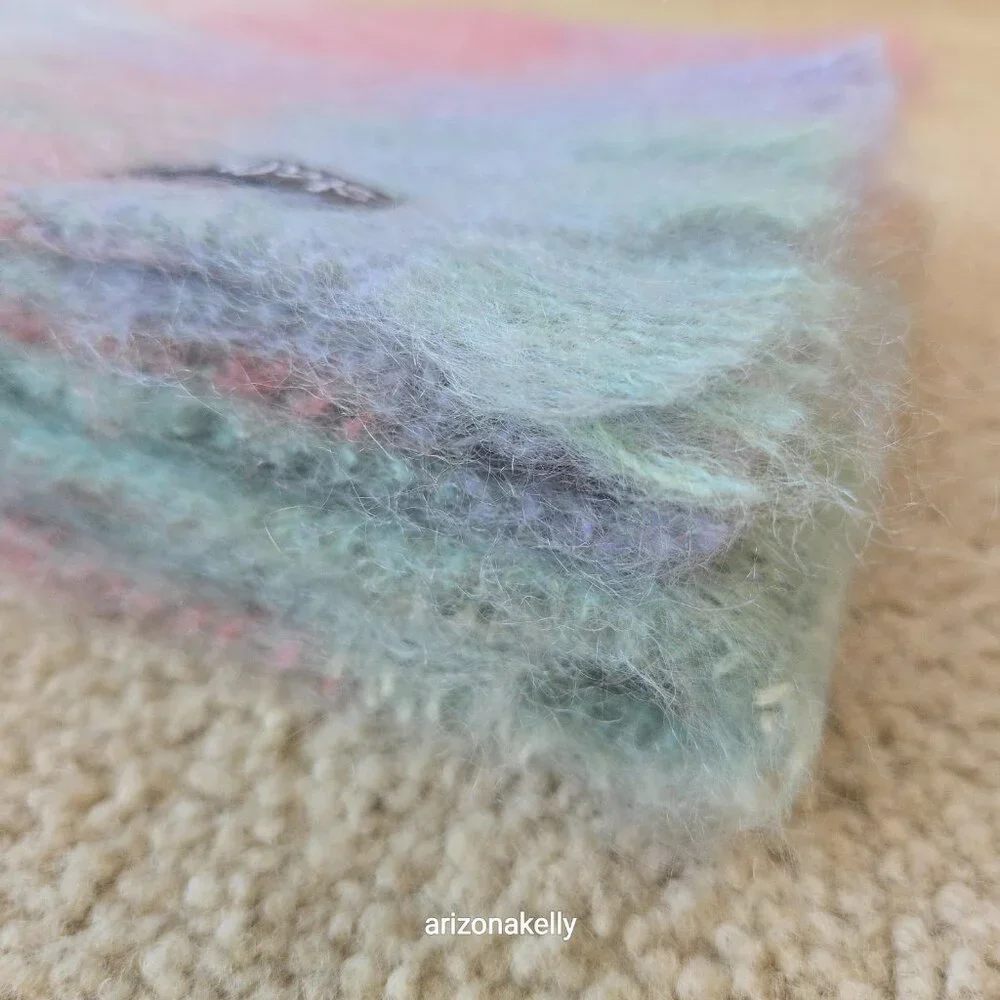 NWOT Mohair Scarf Pastel Plaid Pink Lavender St. Albans Australia